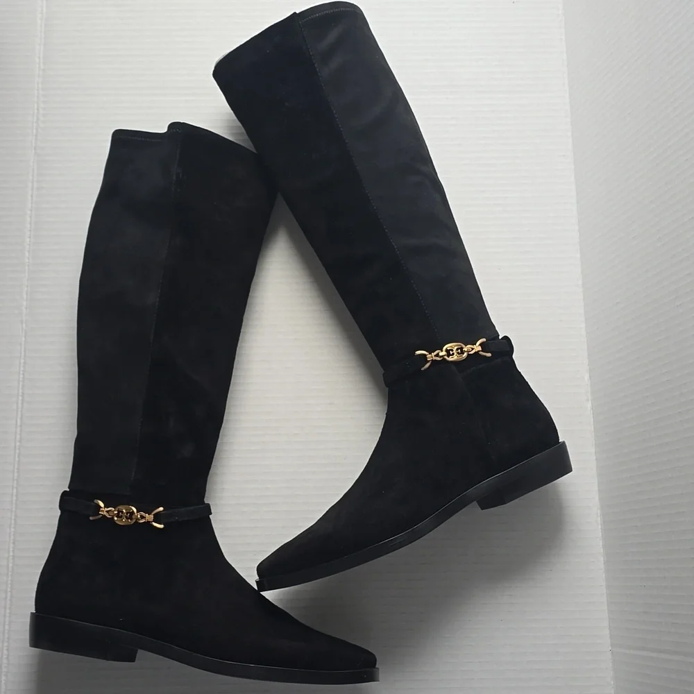 Sam Edelman Clive Black Suede Tall Boots Sz 7.5